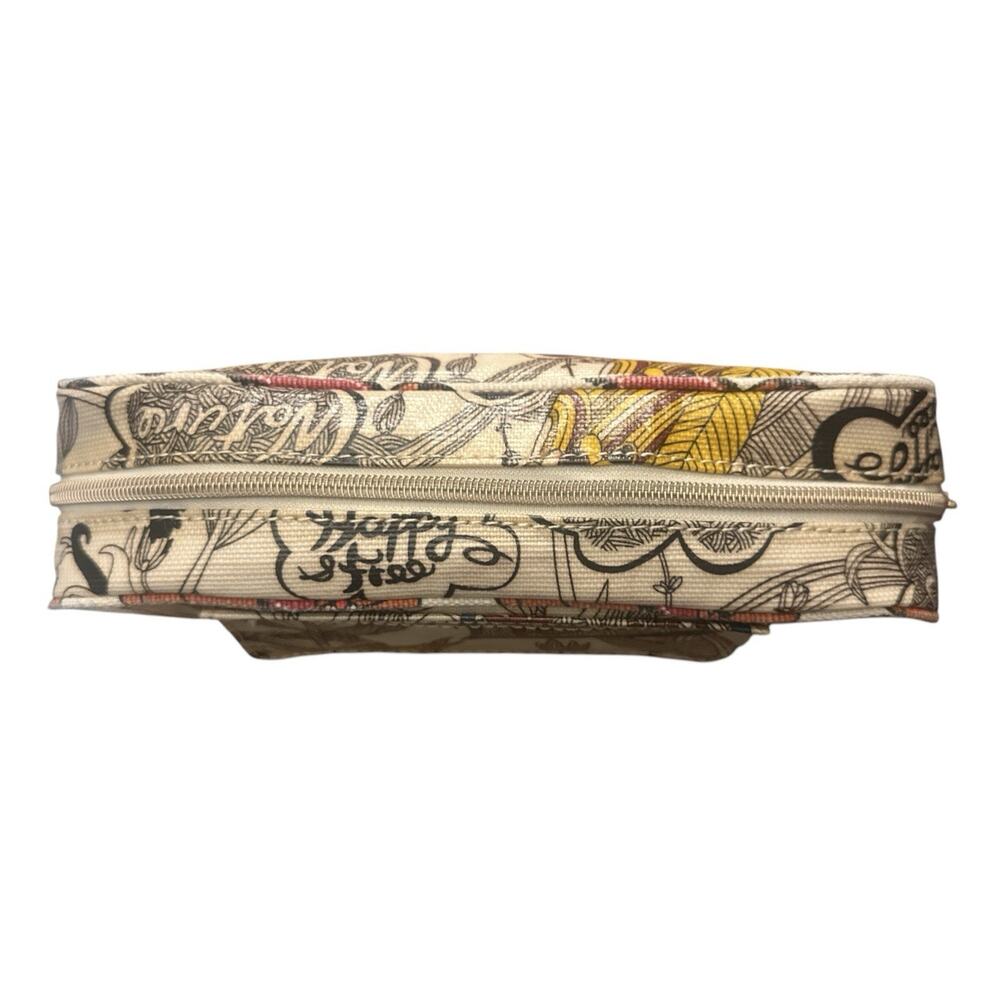 Sakroots Organizer Foldover Cosmetic Case Zip Top Ivory Bird Peace Print - Picture 4 of 12